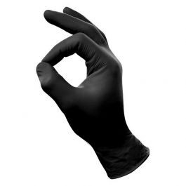 Handschoen nitril poedervrij <b>ZWART large </b>(100st)